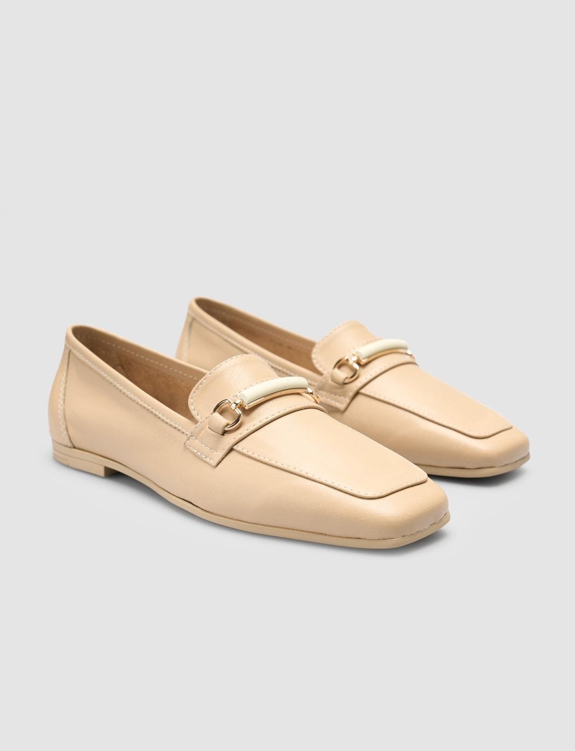 Cabani %100 Hakiki Deri Vizon Kadın Loafer görsel 8