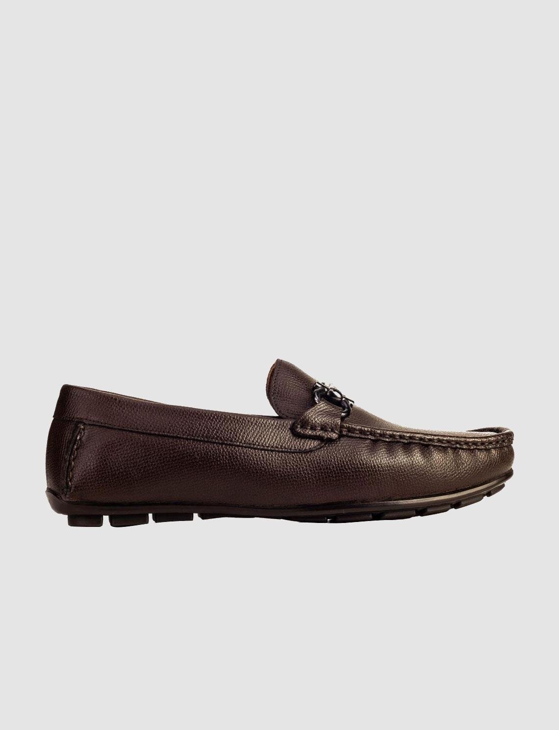 Cabani Hakiki Deri Kahverengi Tokalı Erkek Loafer