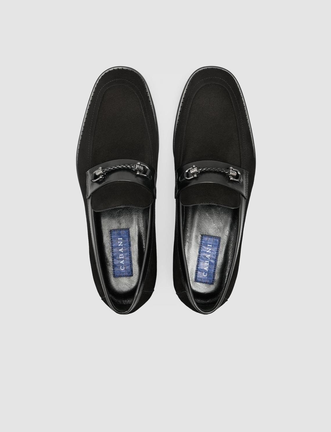 Cabani %100 Hakiki Deri Süet Siyah Toka Detaylı Erkek Loafer görsel 4