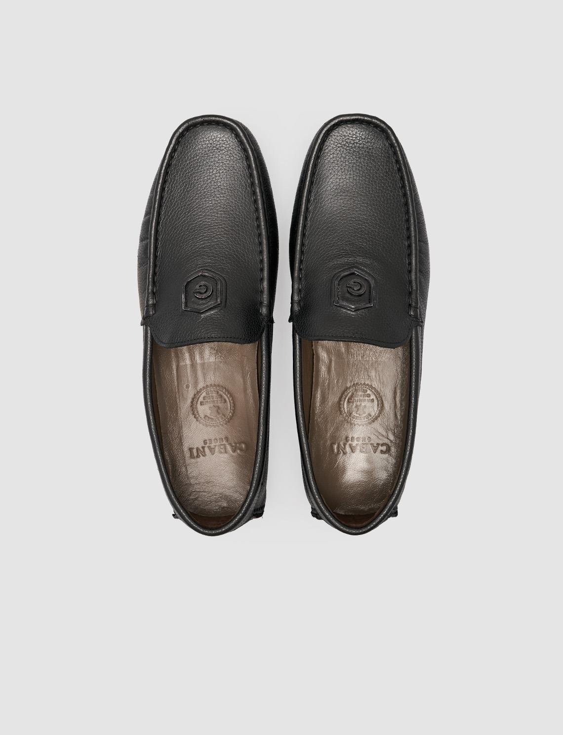 Cabani %100 Hakiki Deri Lacivert Logo Detaylı Erkek Loafer Ayakkabı görsel 4