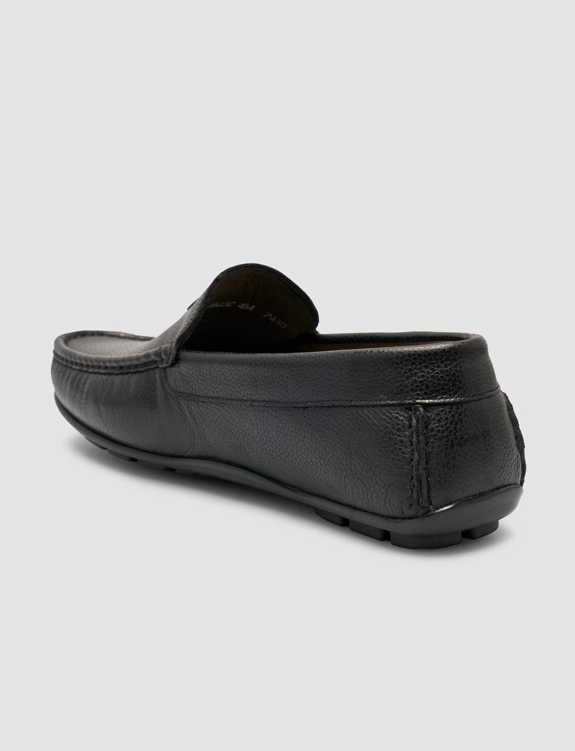 Cabani %100 Hakiki Deri Lacivert Logo Detaylı Erkek Loafer Ayakkabı görsel 5