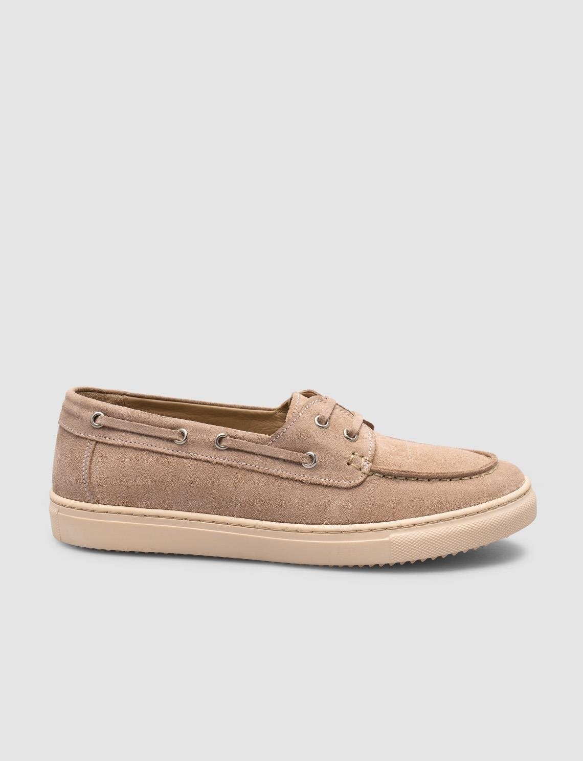 MonaMae %100 Hakiki Deri Gri Süet Kadın Loafer
