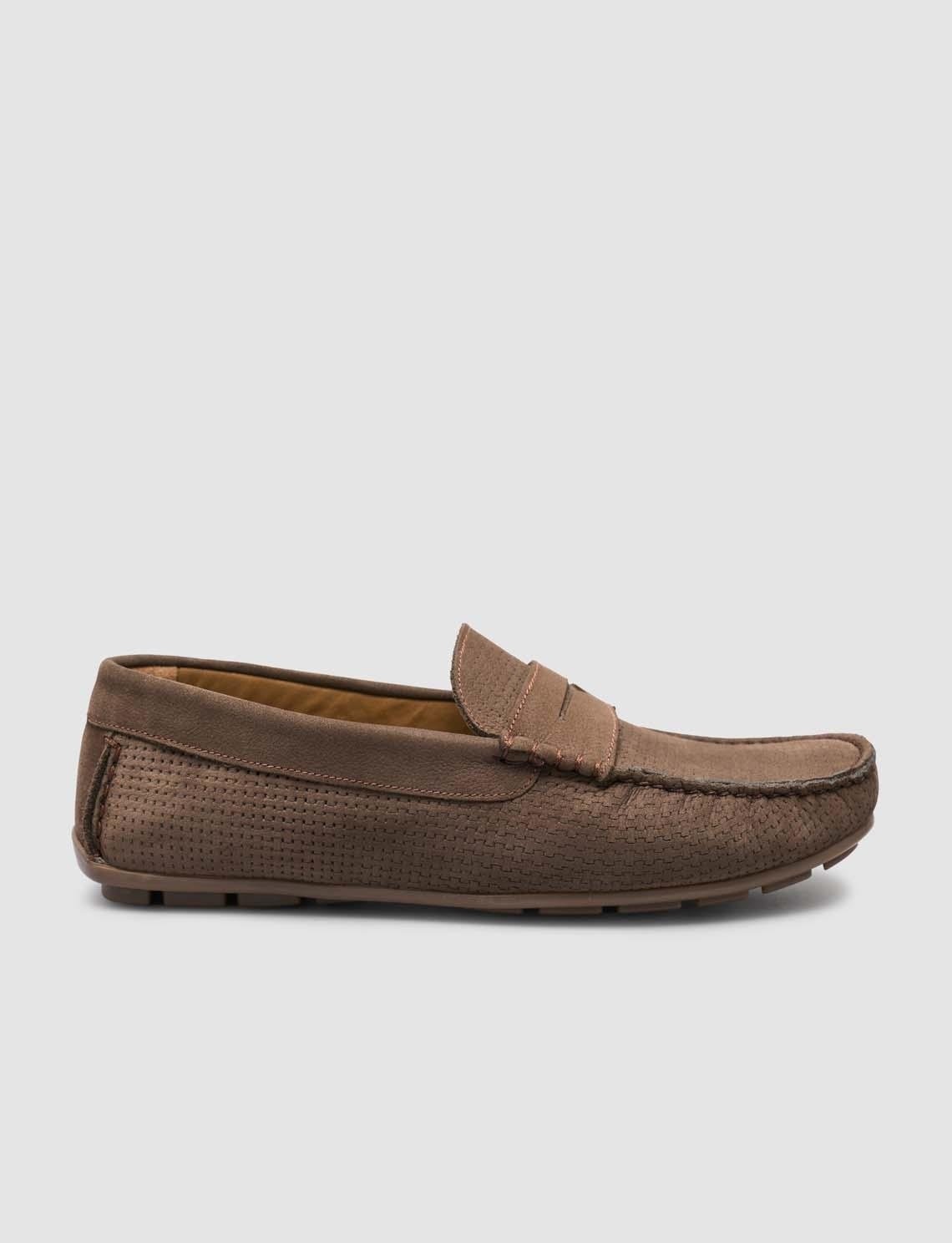 Cabani Hakiki Deri Kahverengi Yazlık Erkek Loafer Ayakkabı