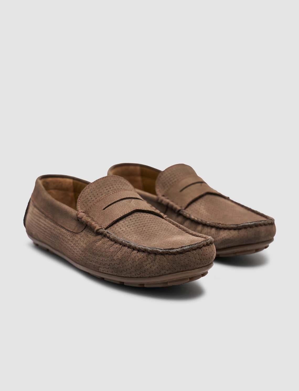 Cabani Hakiki Deri Kahverengi Yazlık Erkek Loafer Ayakkabı görsel 2