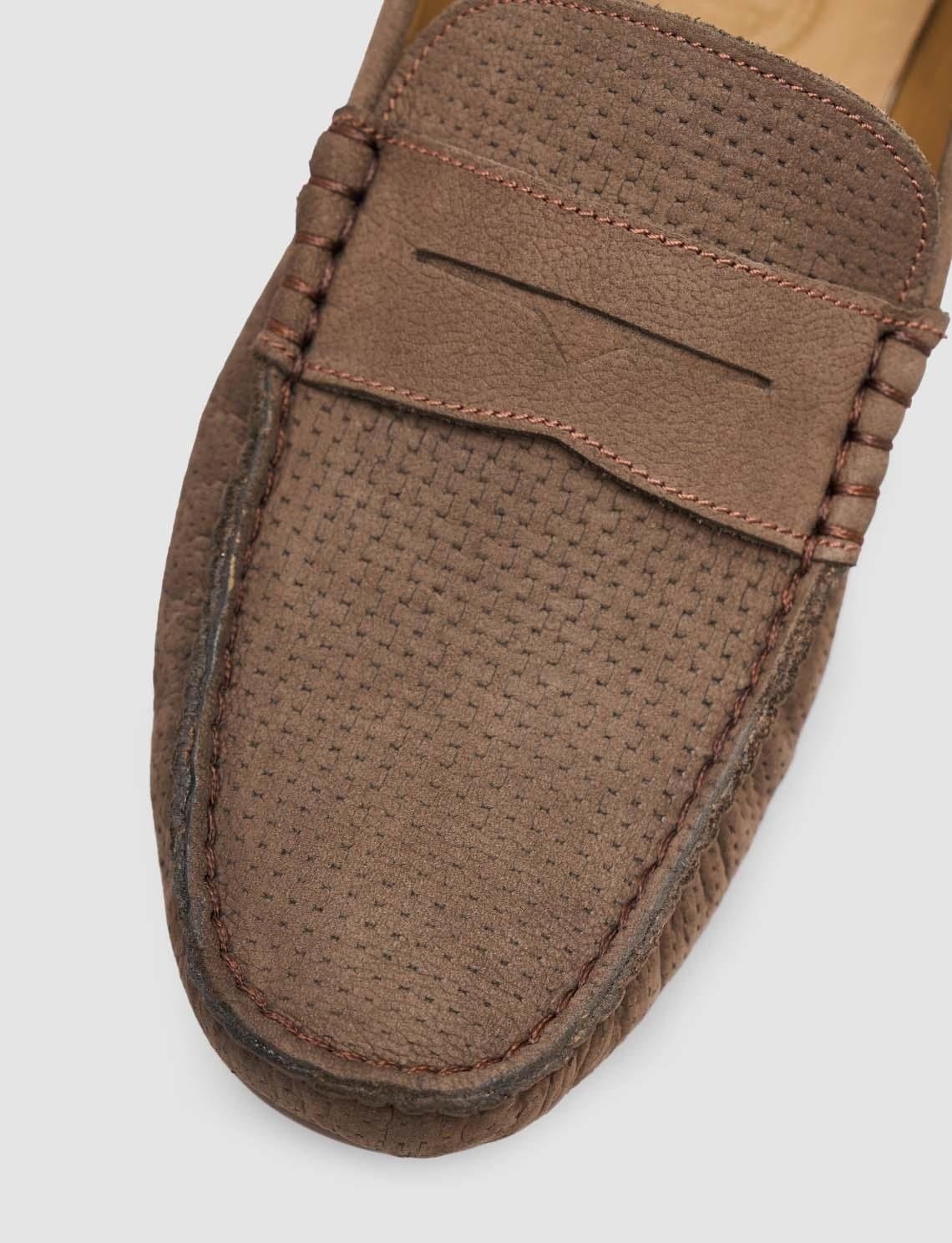 Cabani Hakiki Deri Kahverengi Yazlık Erkek Loafer Ayakkabı görsel 6