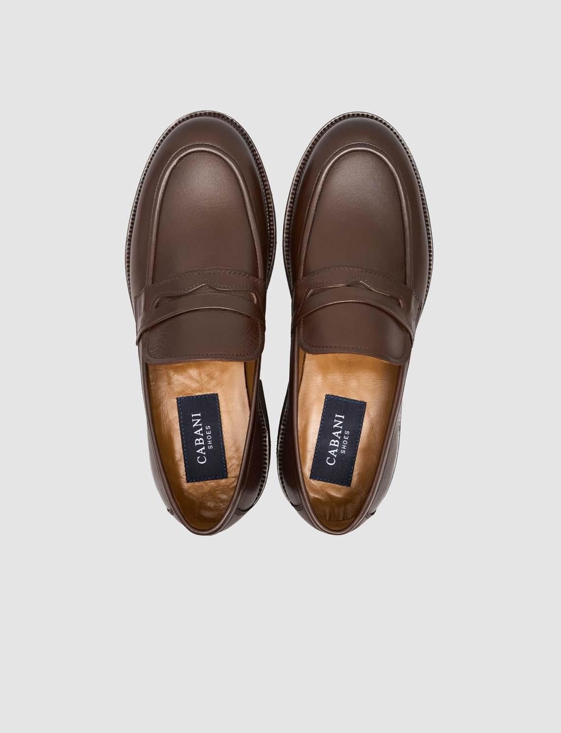 Cabani %100 Hakiki Deri Kahverengi Erkek Klasik Loafer Ayakkabı görsel 4