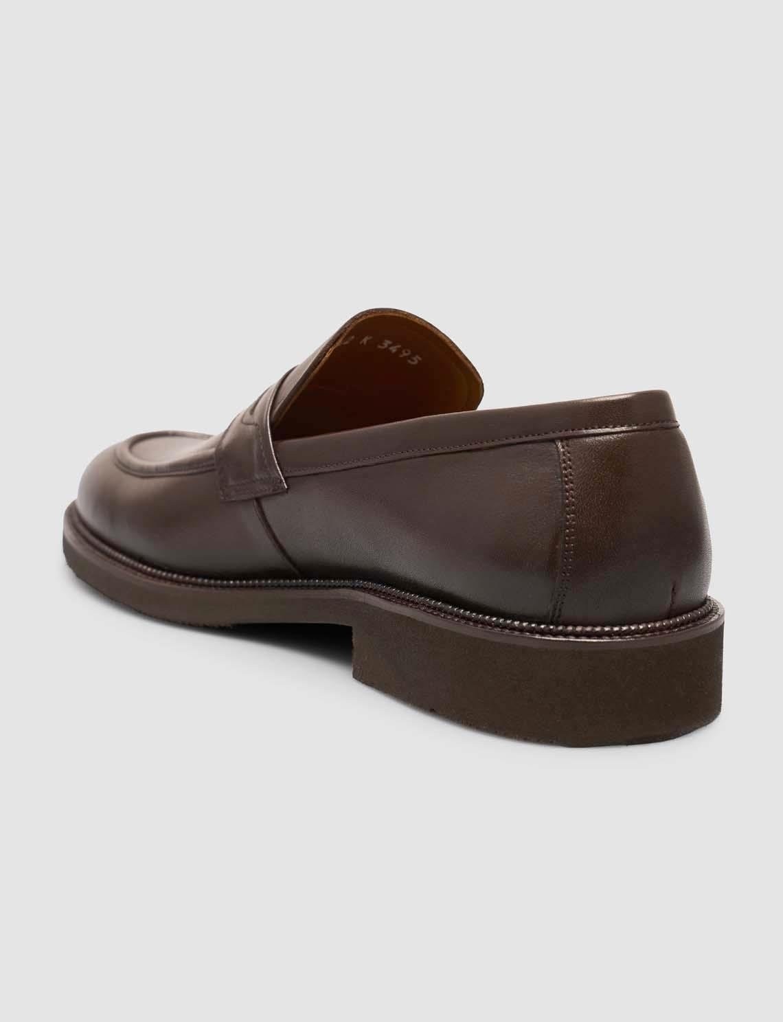 Cabani %100 Hakiki Deri Kahverengi Erkek Klasik Loafer Ayakkabı görsel 5