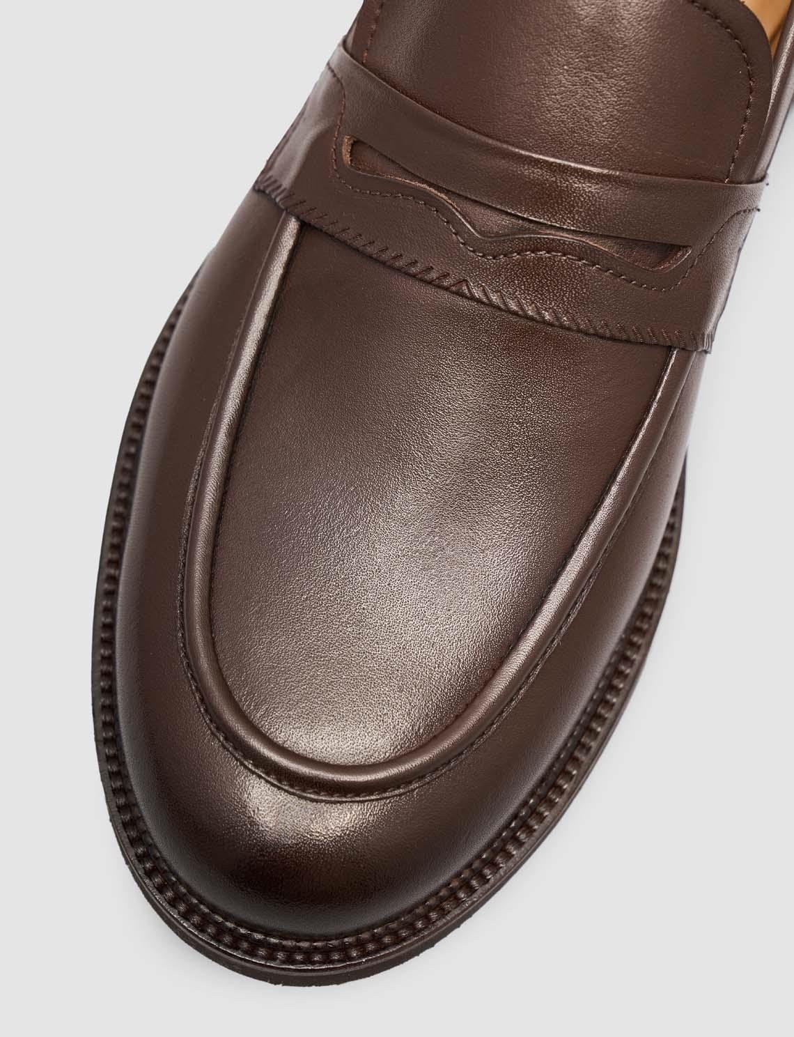 Cabani %100 Hakiki Deri Kahverengi Erkek Klasik Loafer Ayakkabı görsel 6