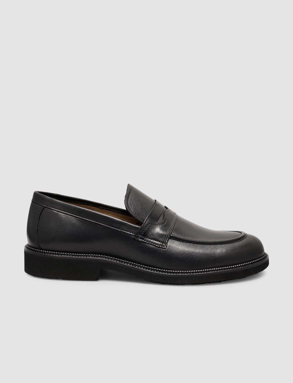 Cabani Siyah Erkek Klasik Loafer Ayakkabı Deri Kaymaz Taban ile Konfor Sunar