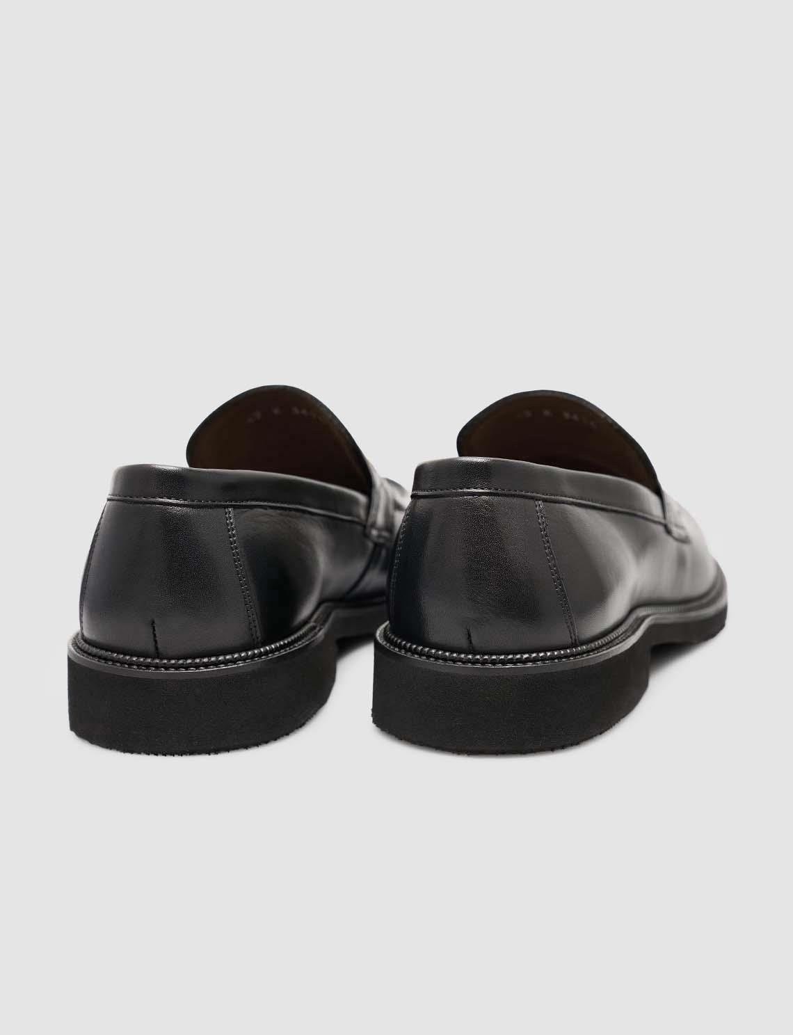 Cabani Siyah Erkek Klasik Loafer Ayakkabı Deri Kaymaz Taban ile Konfor Sunar görsel 3