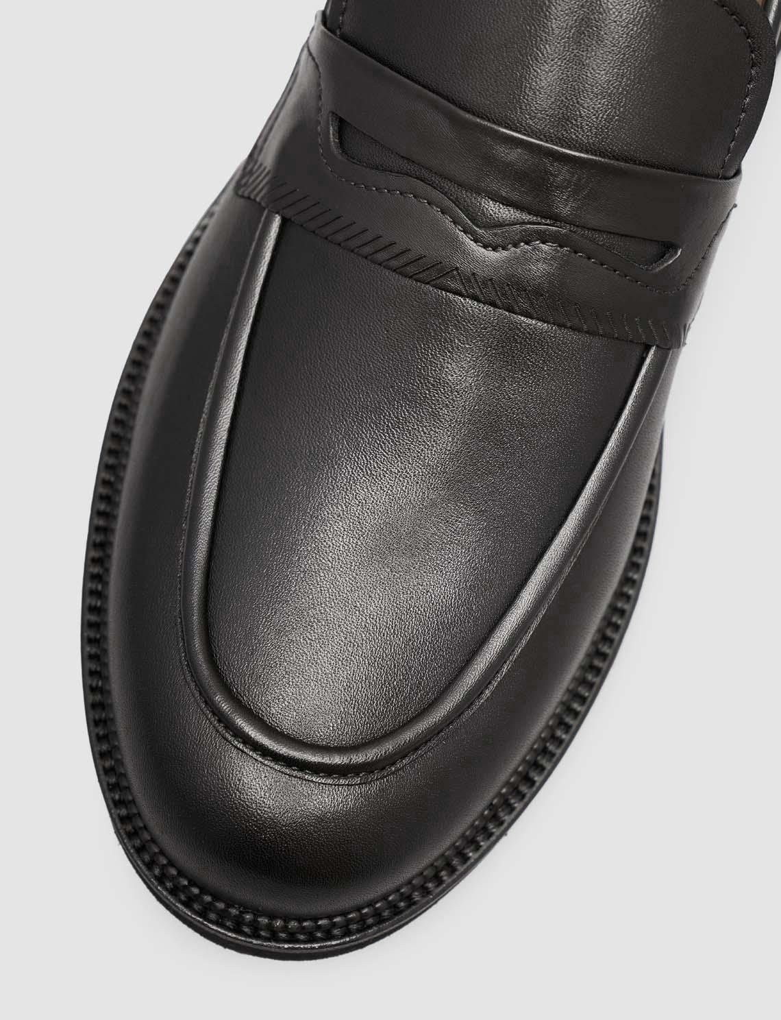 Cabani Siyah Erkek Klasik Loafer Ayakkabı Deri Kaymaz Taban ile Konfor Sunar görsel 6