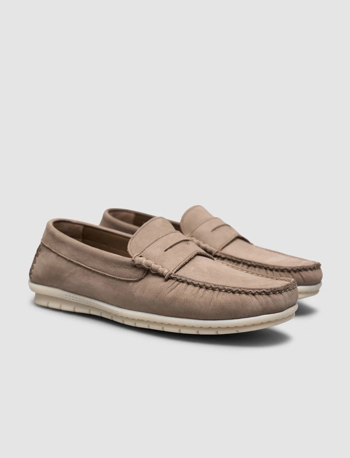 Cabani %100 Hakiki Deri Bej Süet Erkek Loafer görsel 2