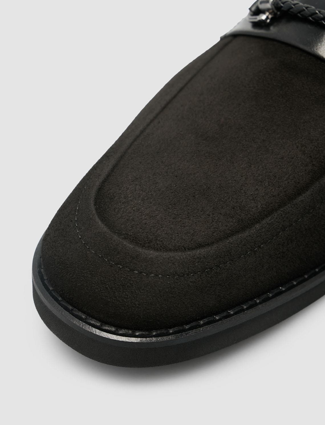 Cabani %100 Hakiki Deri Süet Siyah Toka Detaylı Erkek Loafer görsel 8