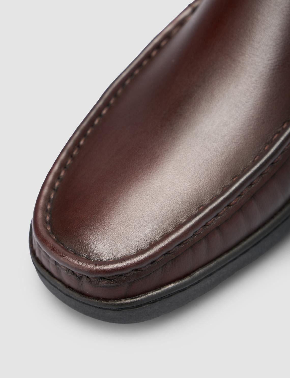 Cabani %100 Hakiki Deri Dikiş Detaylı Kahverengi Loafer Ayakkabı görsel 8