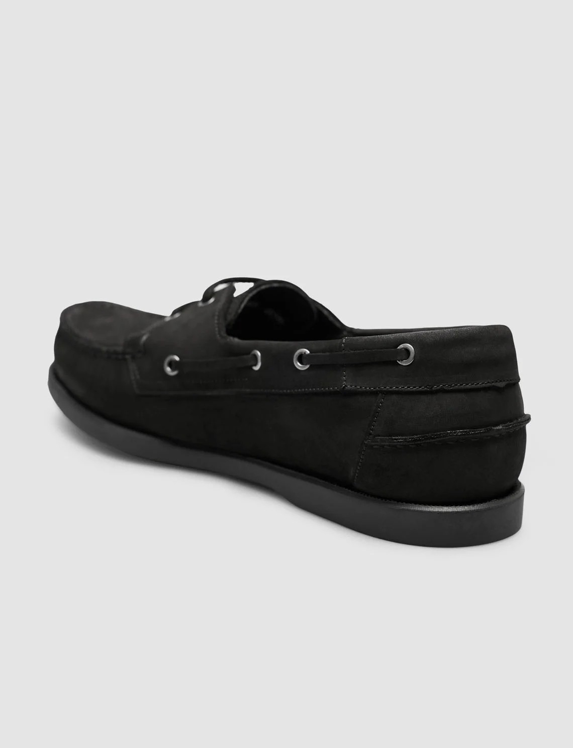 Cabani Mat Siyah Hakiki Deri Bağcıklı Loafer Ayakkabı görsel 5