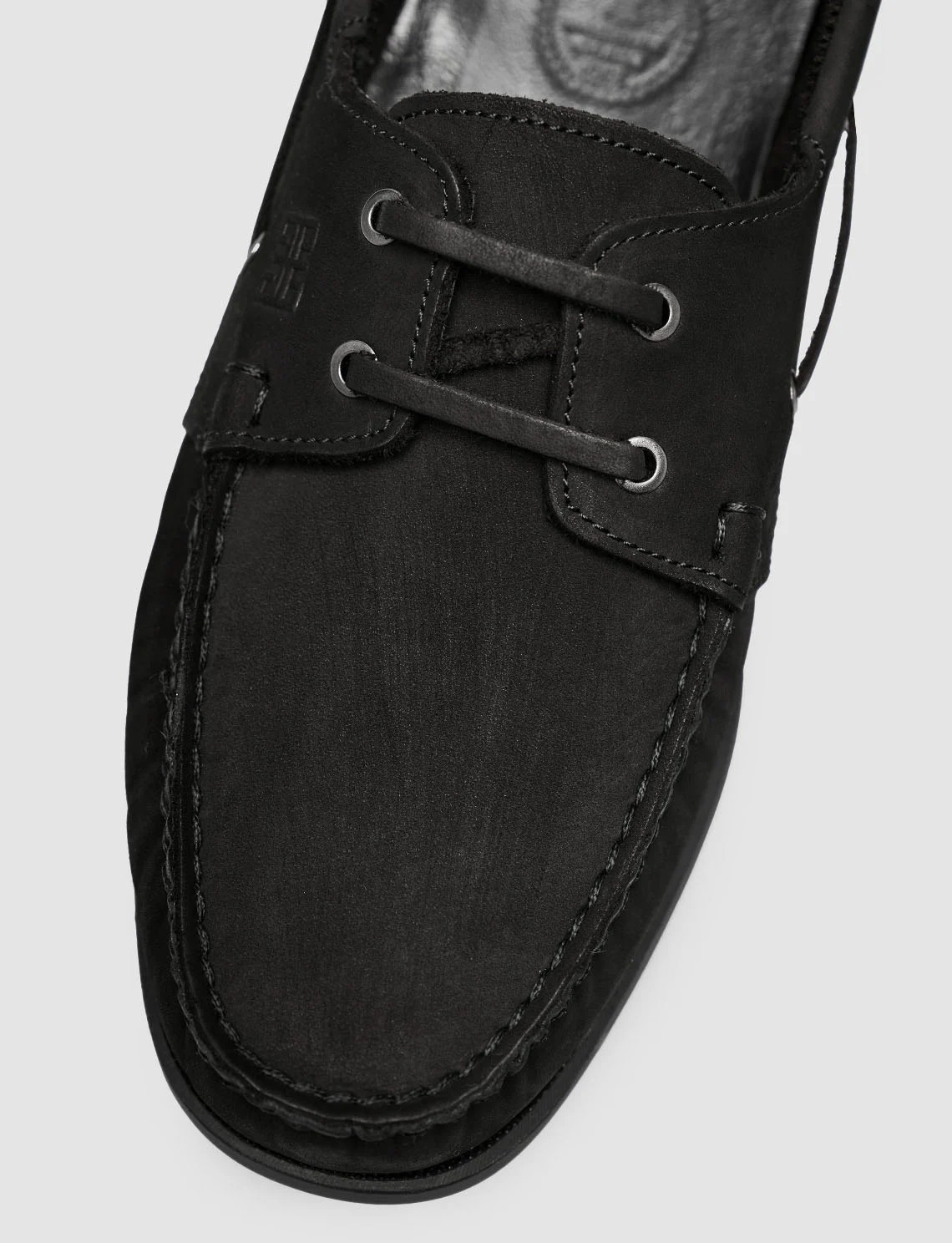 Cabani Mat Siyah Hakiki Deri Bağcıklı Loafer Ayakkabı görsel 6