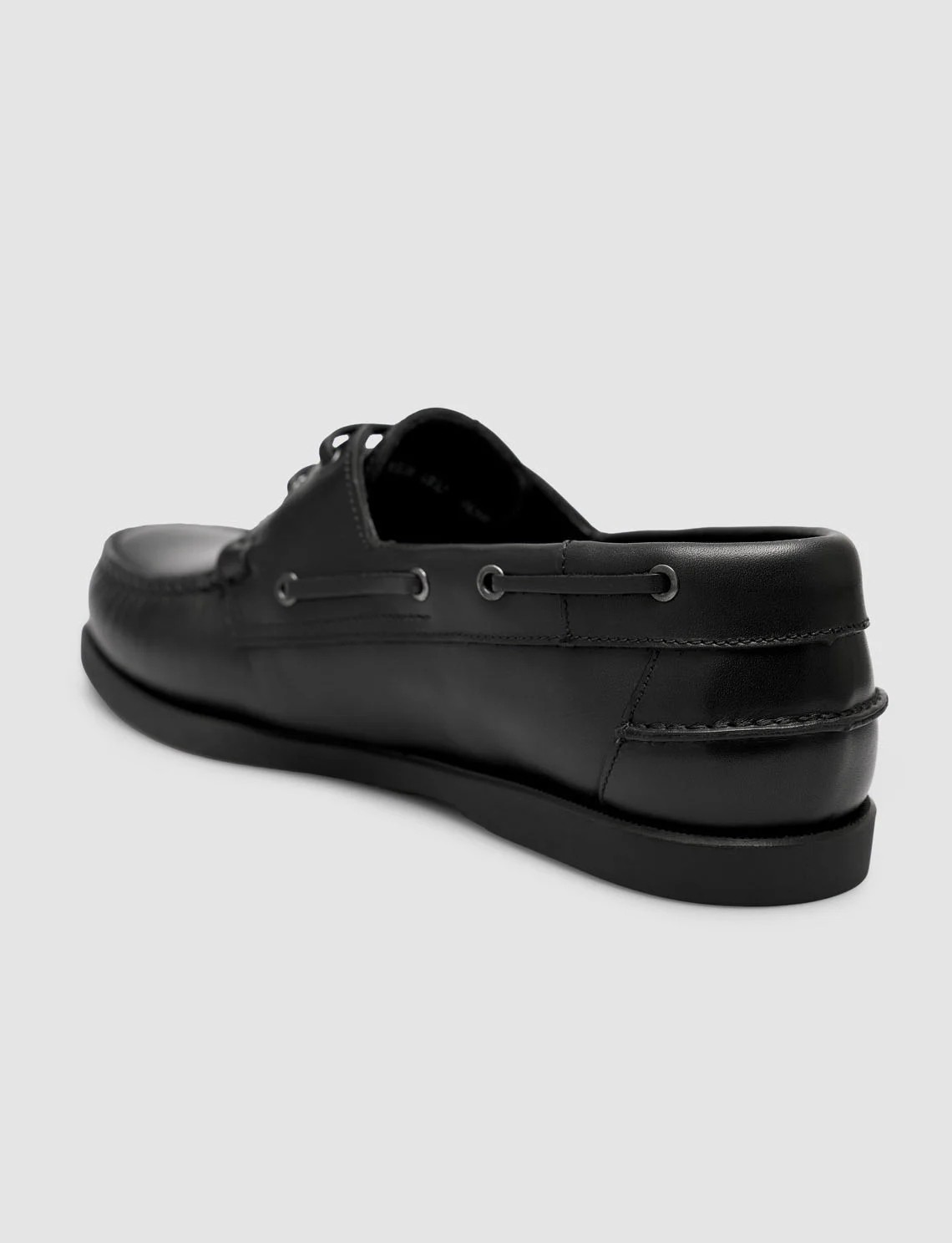Cabani Parlak Siyah Hakiki Deri Bağcıklı Loafer Ayakkabı görsel 5