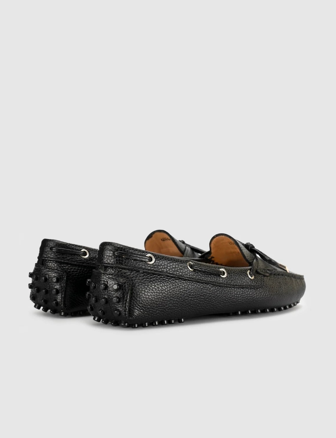 Cabani Siyah Hakiki Deri Bağcıklı Günlük Loafer (Mokasen) Kadın Ayakkabı görsel 3