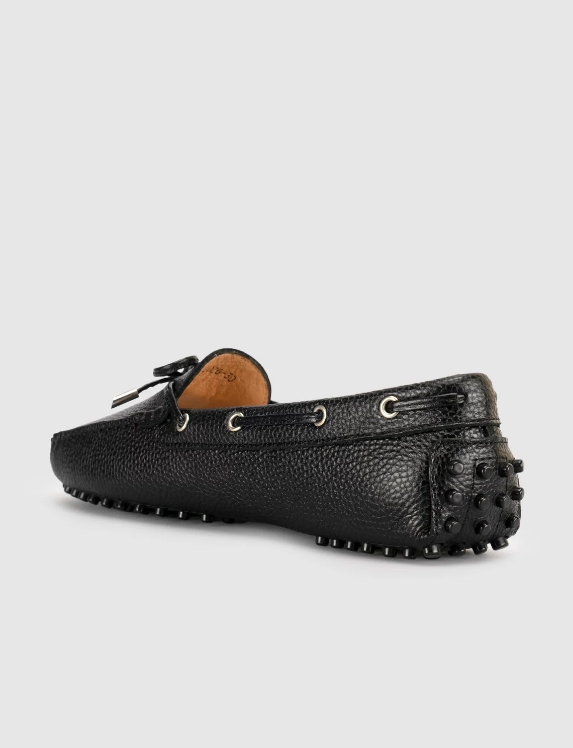 Cabani Siyah Hakiki Deri Bağcıklı Günlük Loafer (Mokasen) Kadın Ayakkabı görsel 4