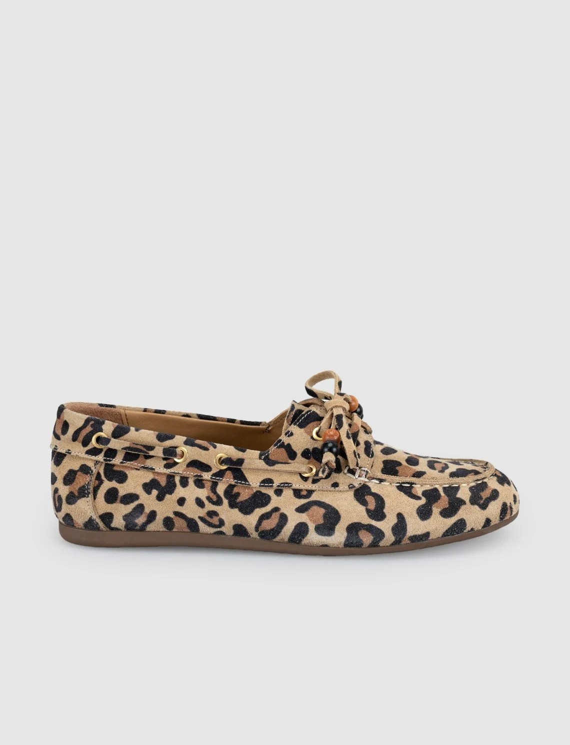 Cabani Lumanar Kadın Nomad Leopar Baskı Süet Driver Loafer Ayakkabı