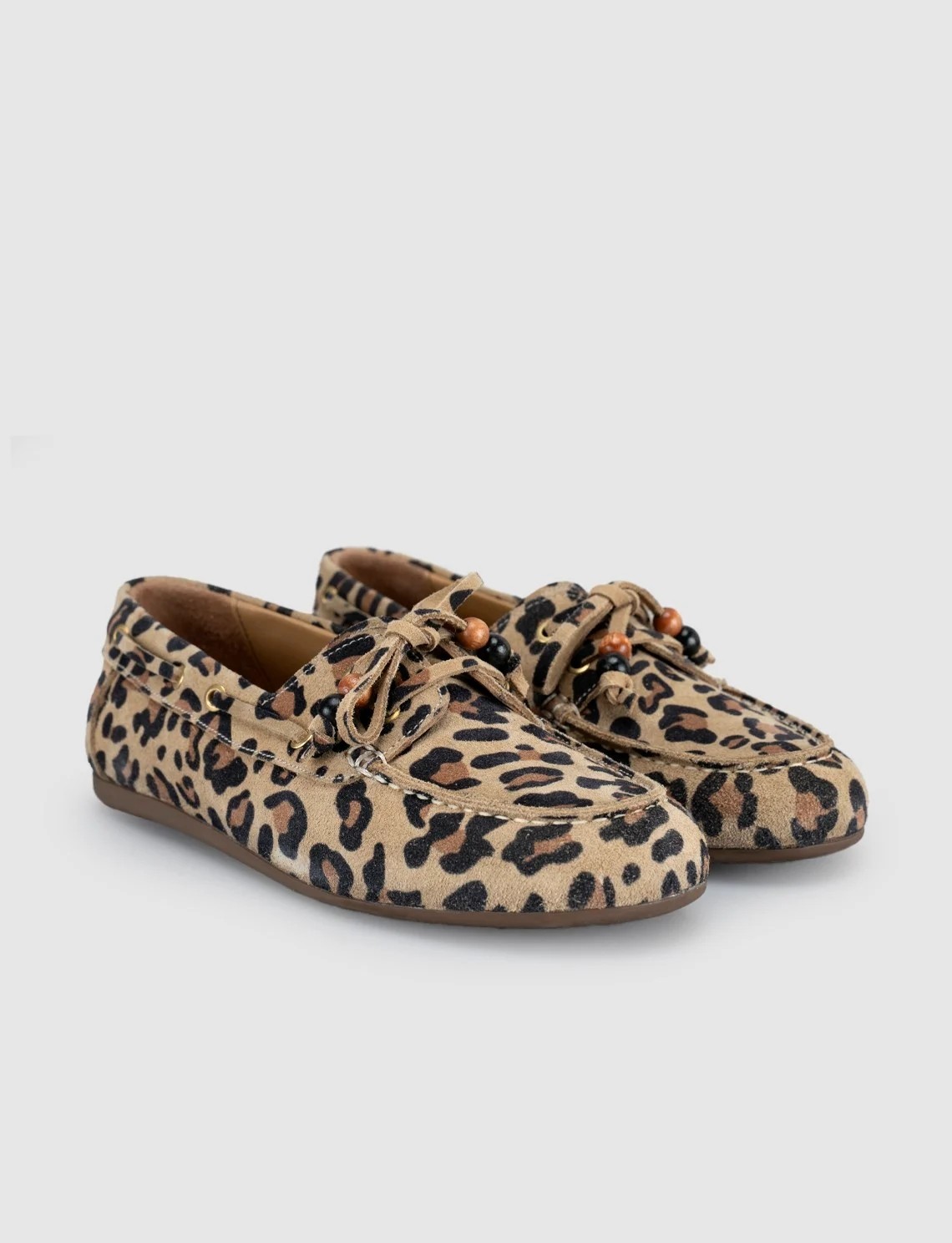 Cabani Lumanar Kadın Nomad Leopar Baskı Süet Driver Loafer Ayakkabı görsel 7
