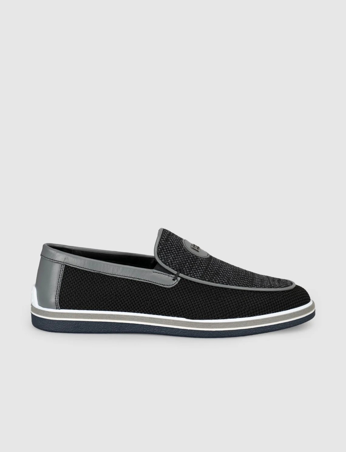Cabani Triko Detaylı Siyah Erkek Loafer