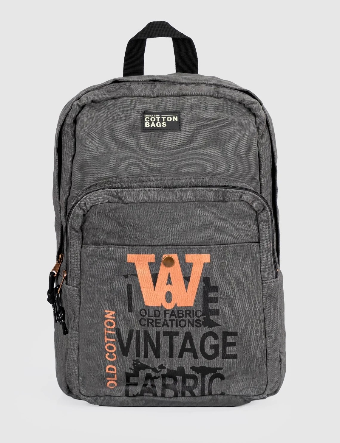 Antrasit Vintage Baskılı Keten Unisex Sırt Çantası