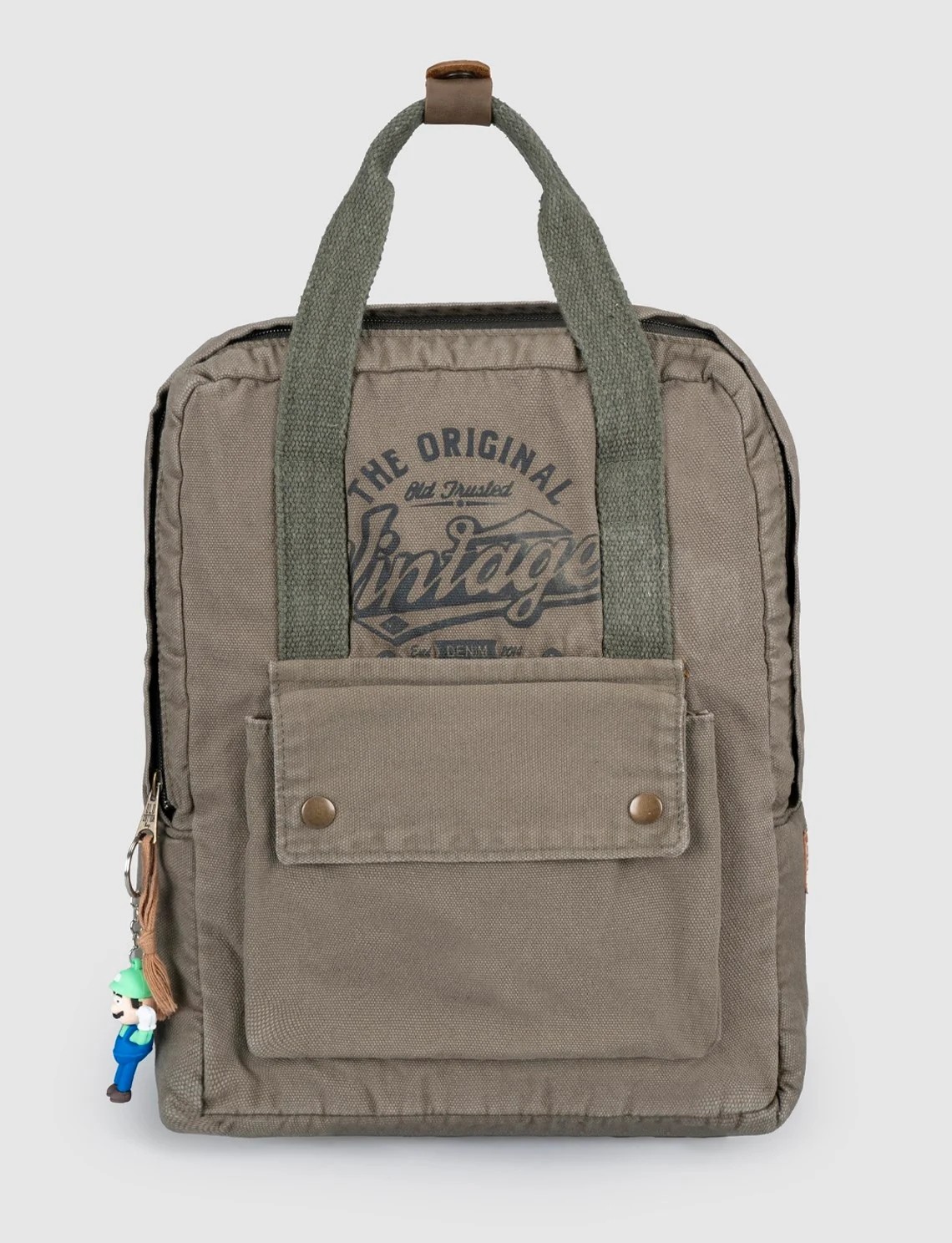 Cabani Vizon Vintage Baskılı Keten Unisex Sırt Çantası