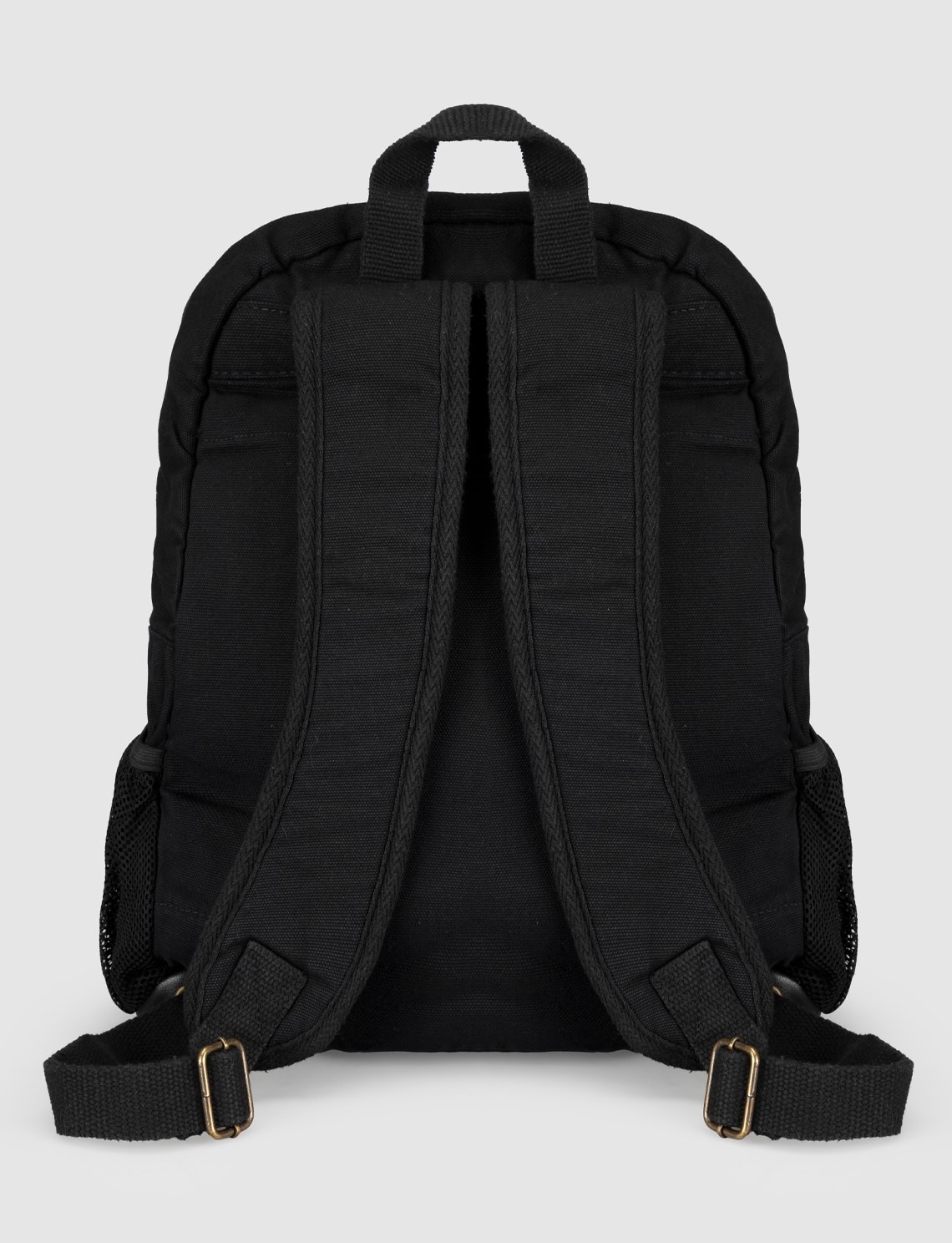 Cabani Siyah Baskılı Keten Unisex Sırt Çantası görsel 3