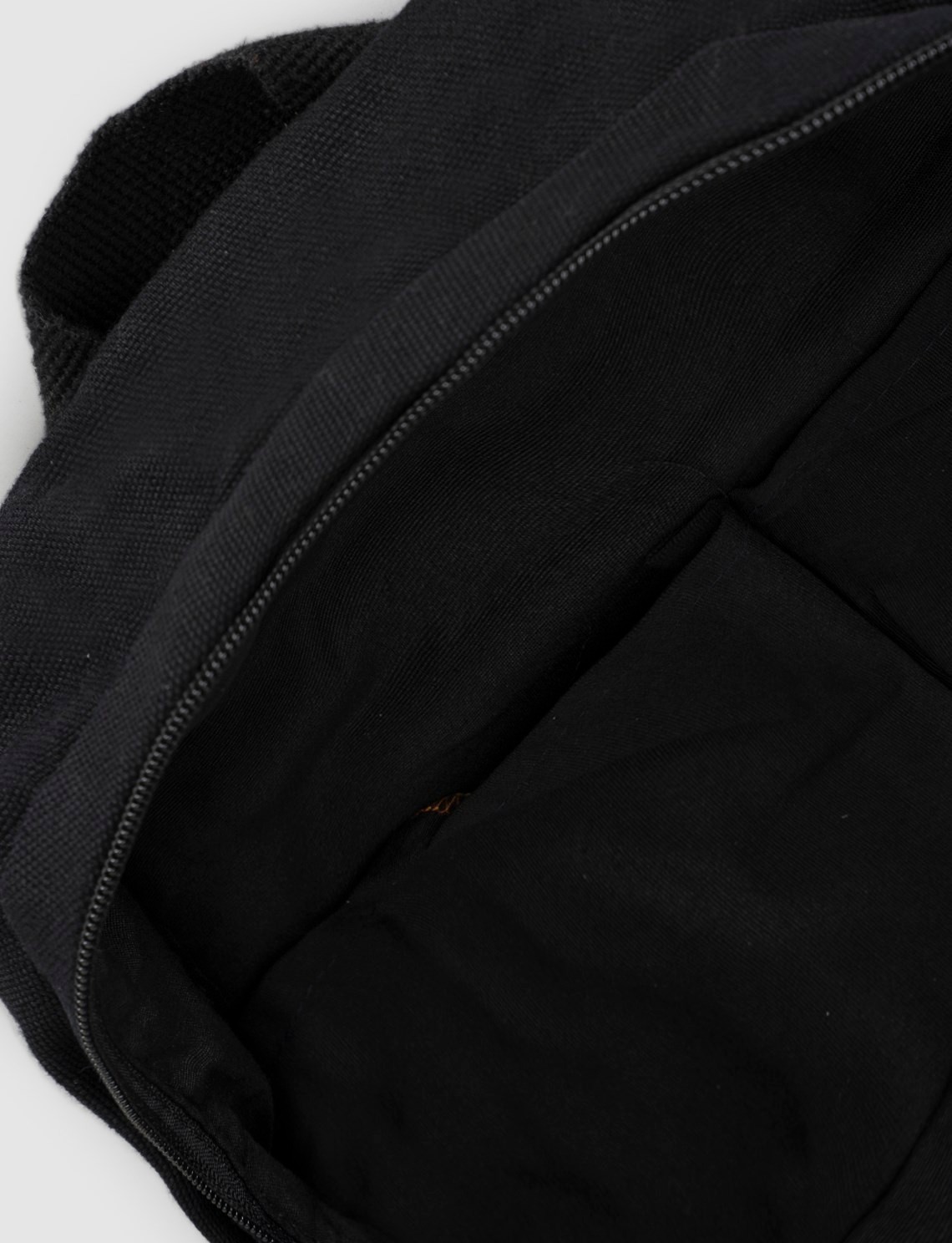 Cabani Siyah Baskılı Keten Unisex Sırt Çantası görsel 4