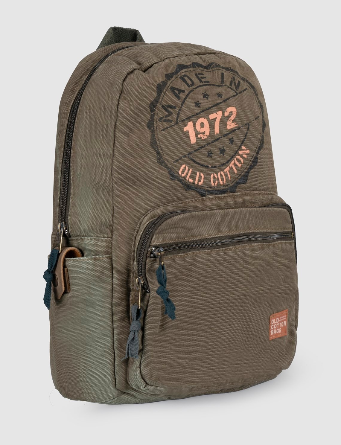 Cabani Haki Baskılı Keten Unisex Sırt Çantası