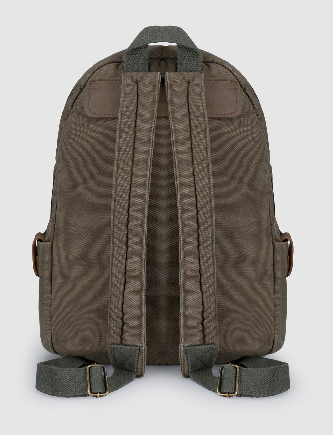 Cabani Haki Baskılı Keten Unisex Sırt Çantası görsel 2