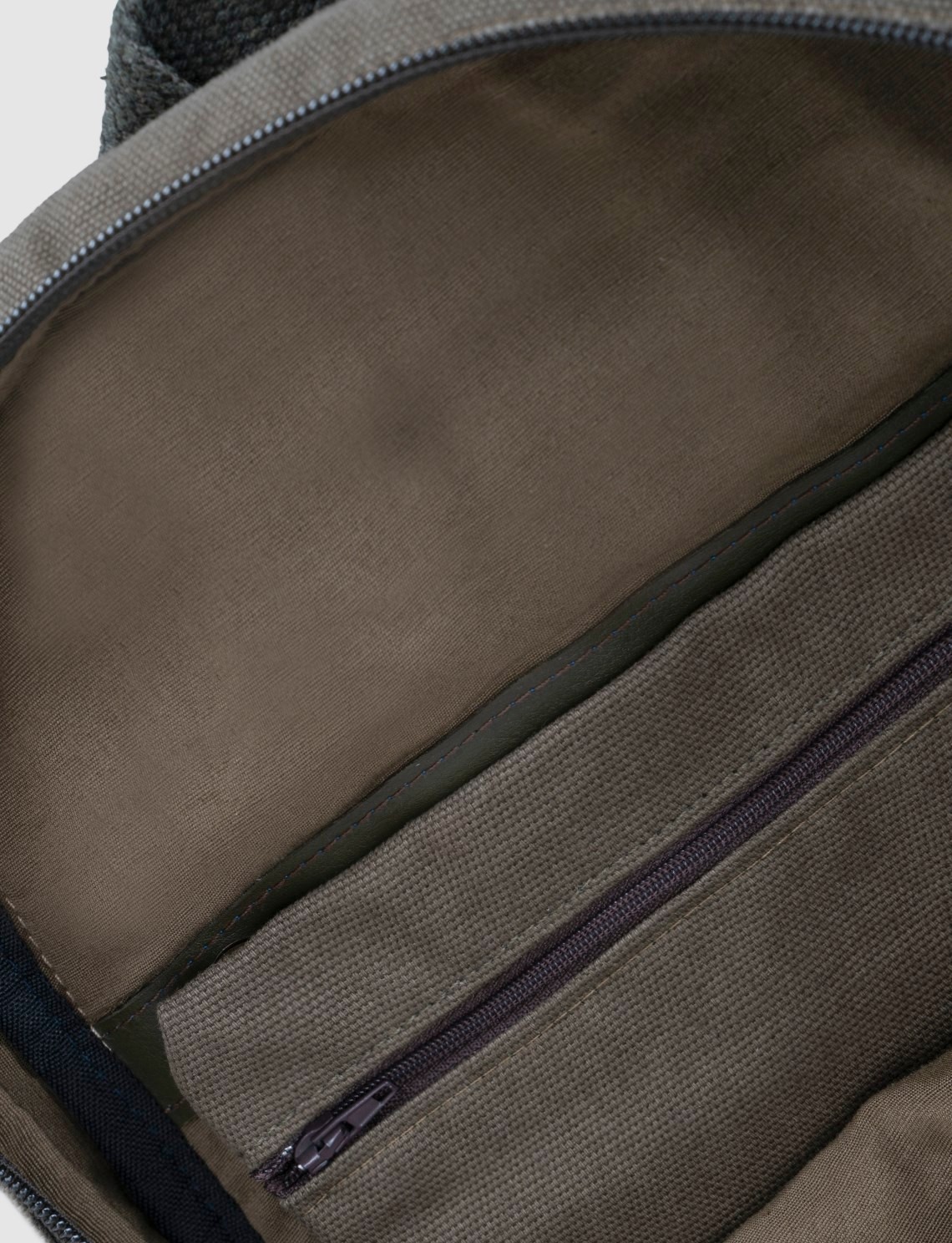 Cabani Haki Baskılı Keten Unisex Sırt Çantası görsel 3