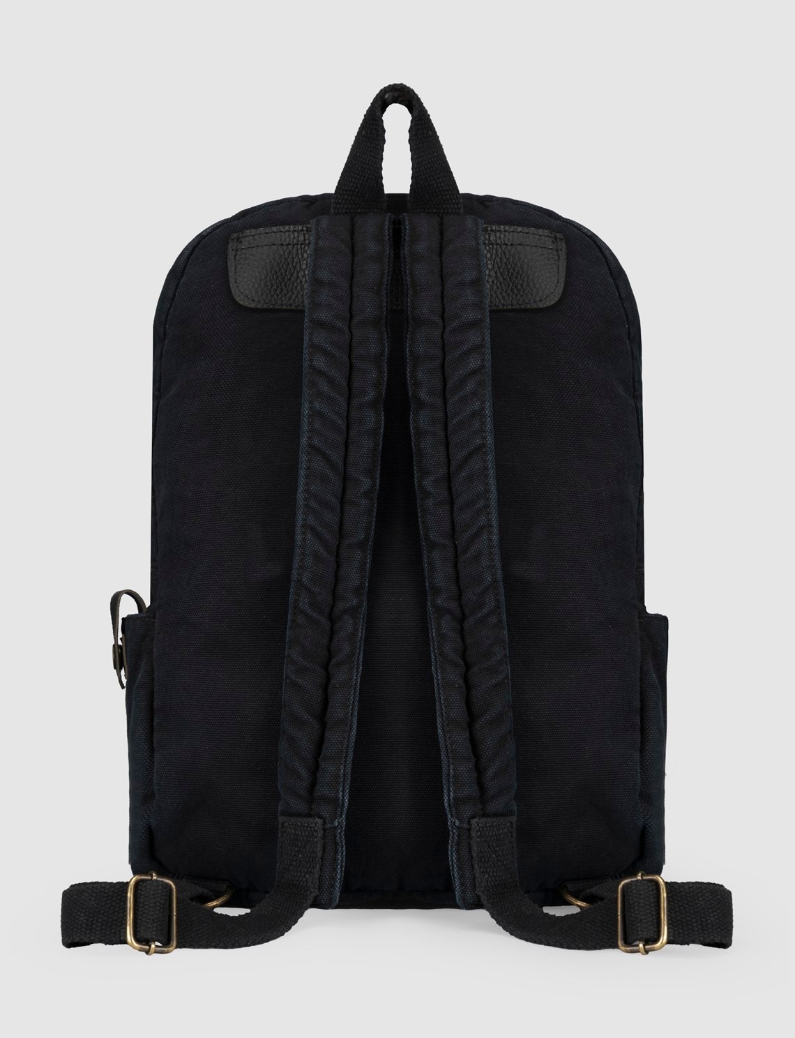 Cabani Siyah Baskılı Keten Unisex Sırt Çantası görsel 2