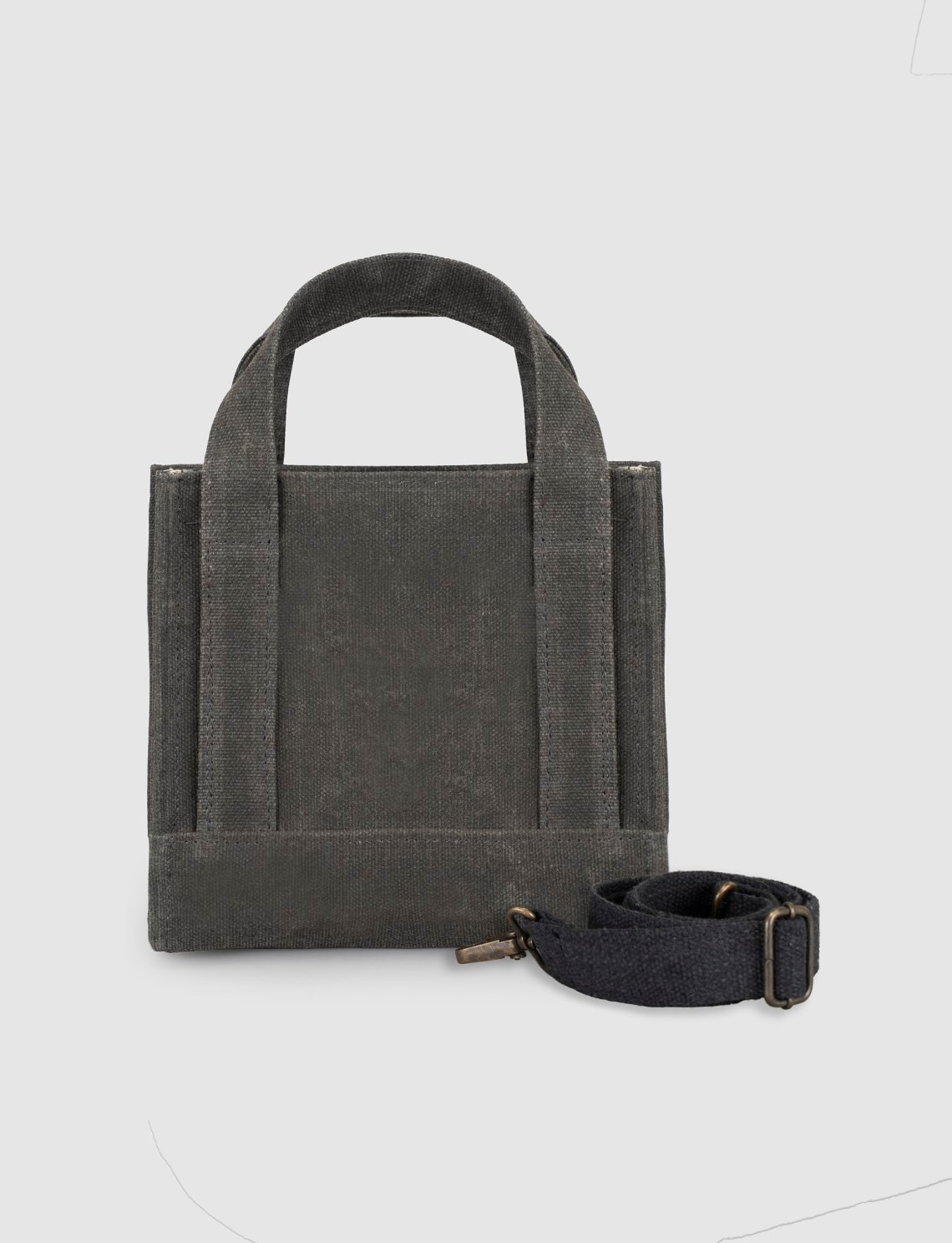 Cabani Siyah Keten Unisex El Çantası görsel 4