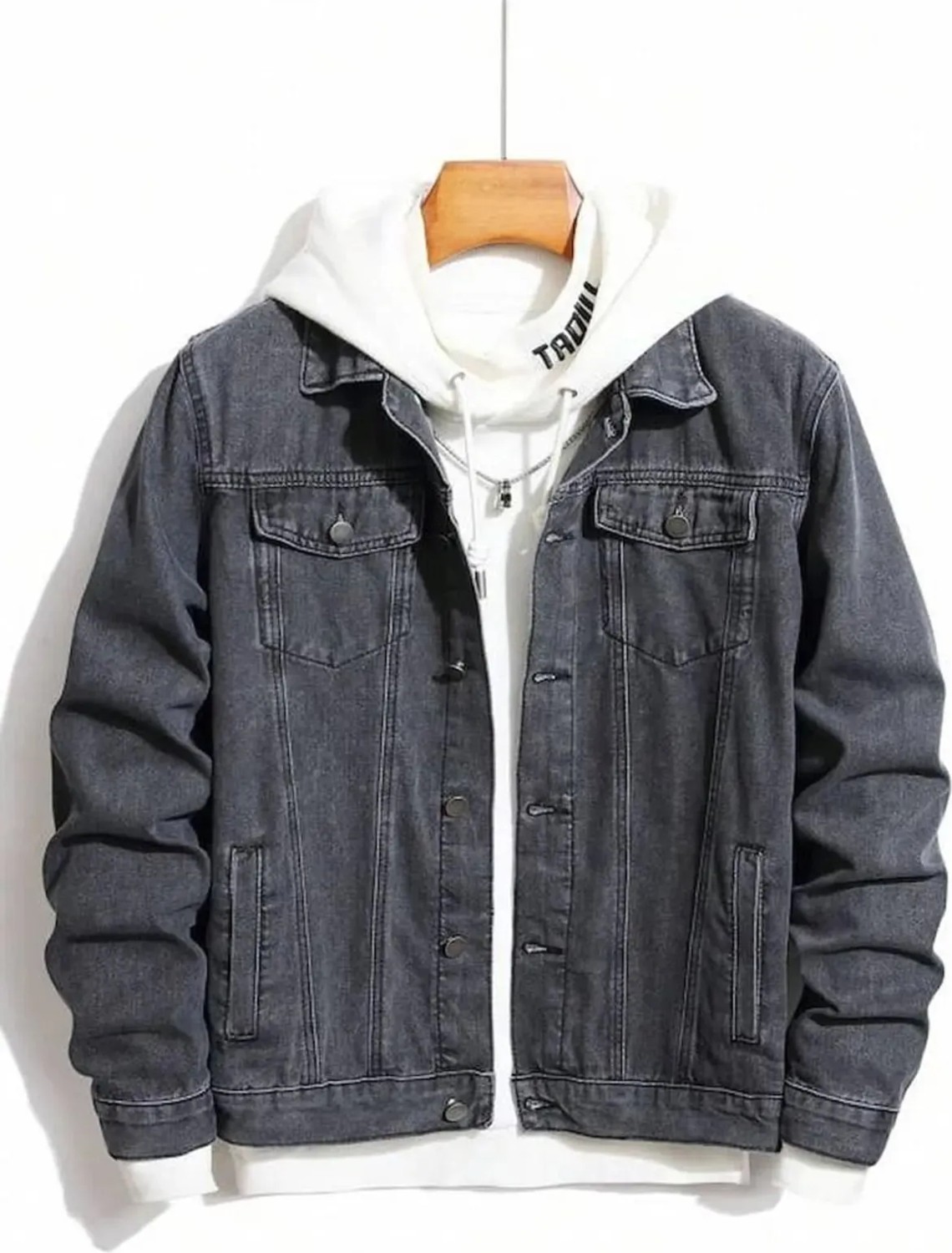 Wkm Erkek Jean Denim Standart Kalıp Cepli Düğmeli Kot Ceket