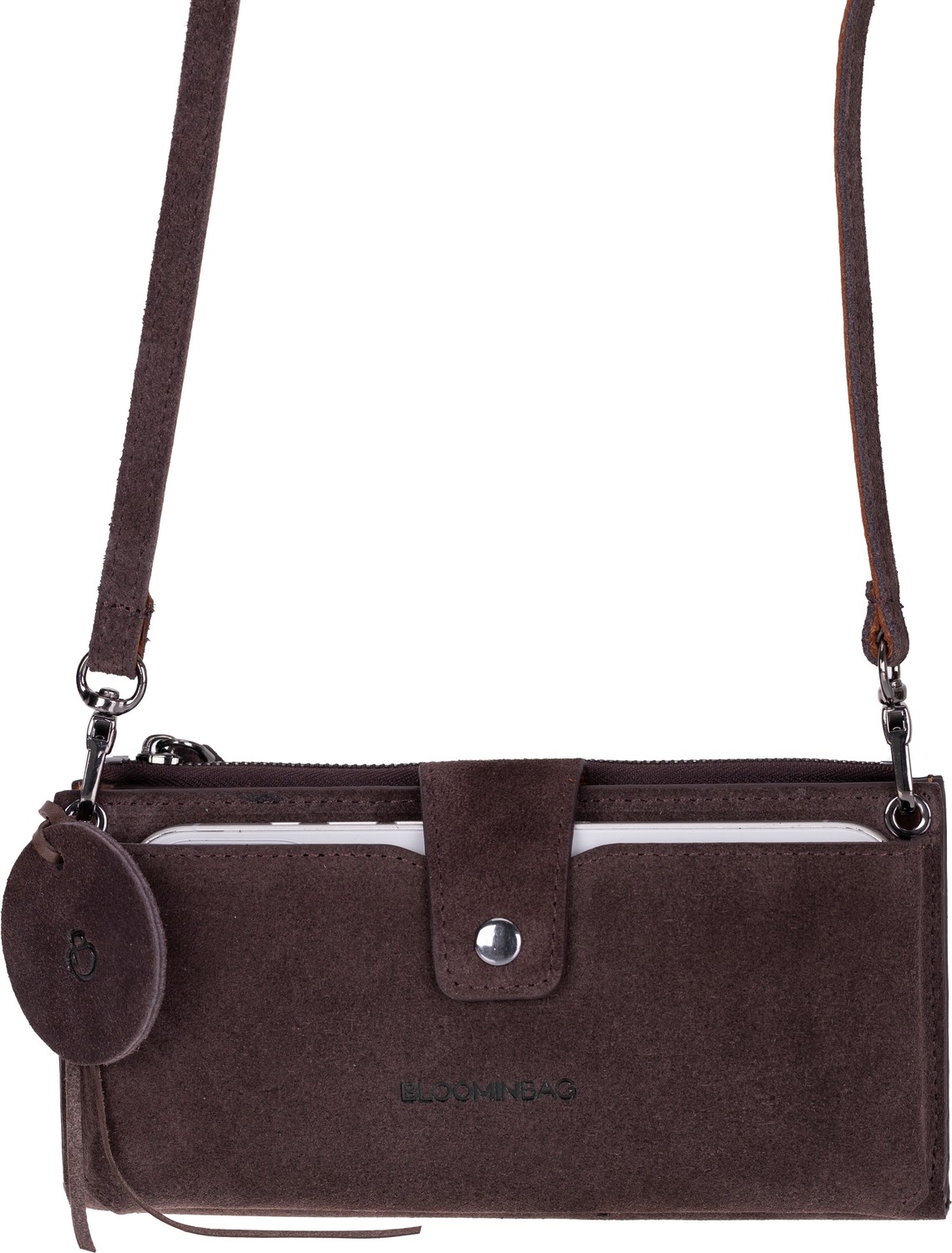 BloominBag Mocha Still Lozan Hakiki Süet Çapraz Askılı Telefon Bölmeli Cüzdan Çanta görsel 3
