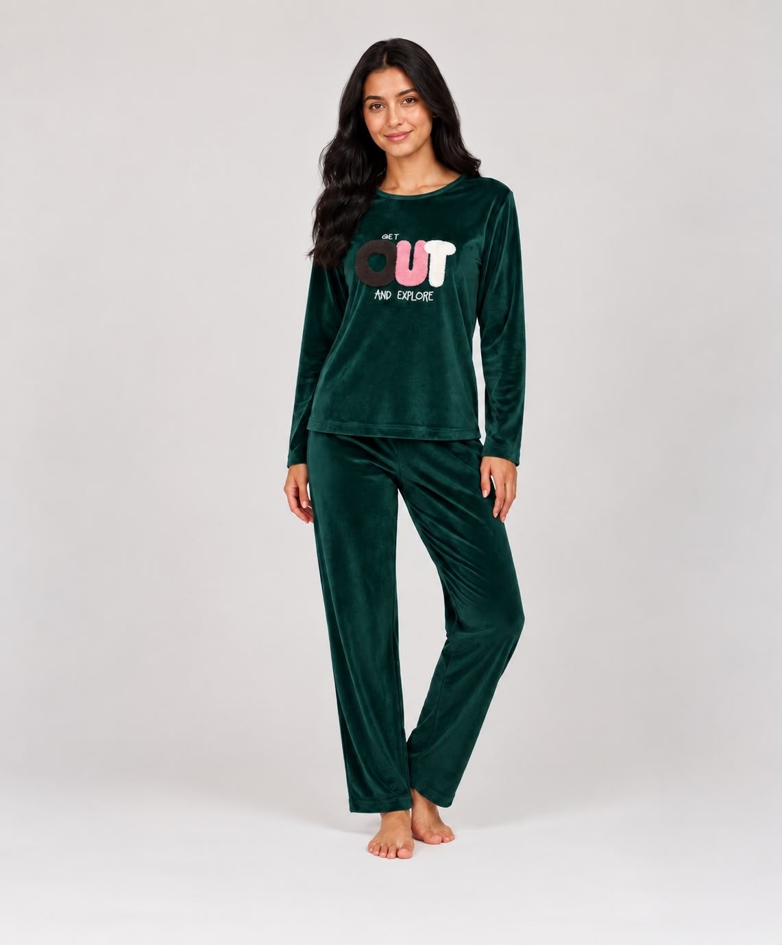 Sunzer Homewear Charme Bayan Kışlık Kadife Pijamatakımı görsel 5