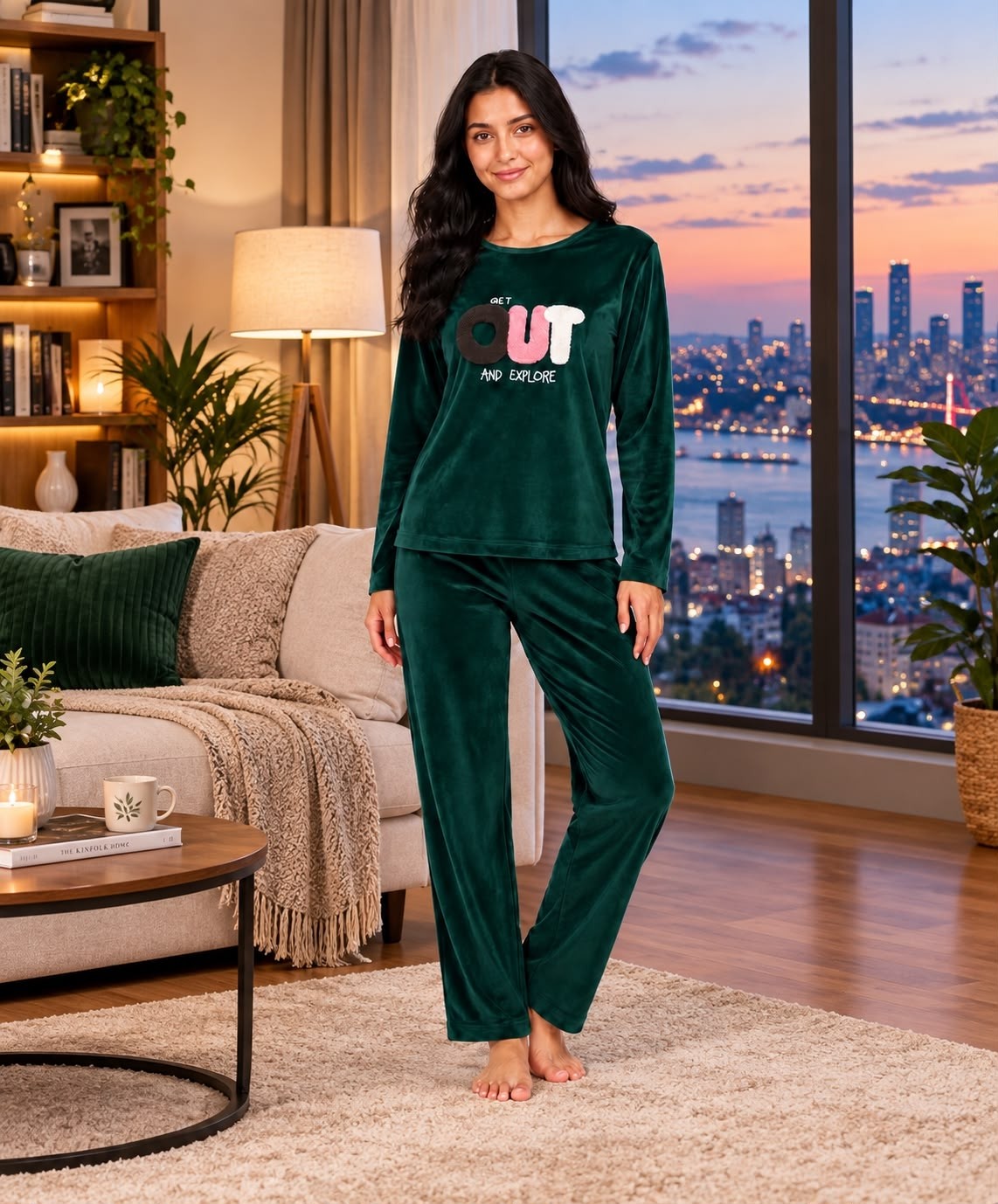 Sunzer Homewear Charme Bayan Kışlık Kadife Pijamatakımı
