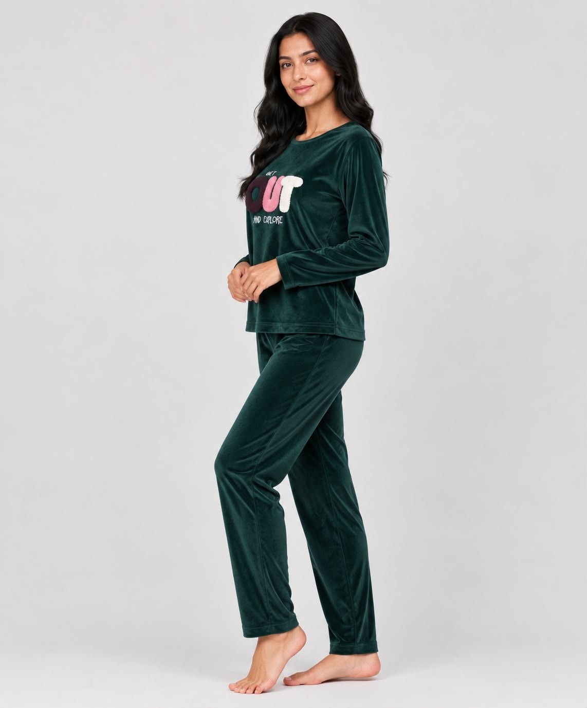 Sunzer Homewear Charme Bayan Kışlık Kadife Pijamatakımı görsel 4