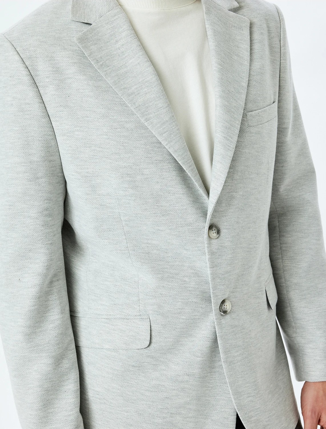 Koton Slim Fit Pamuk Karışımlı Cep Detaylı Mono Yaka Blazer Ceket görsel 5