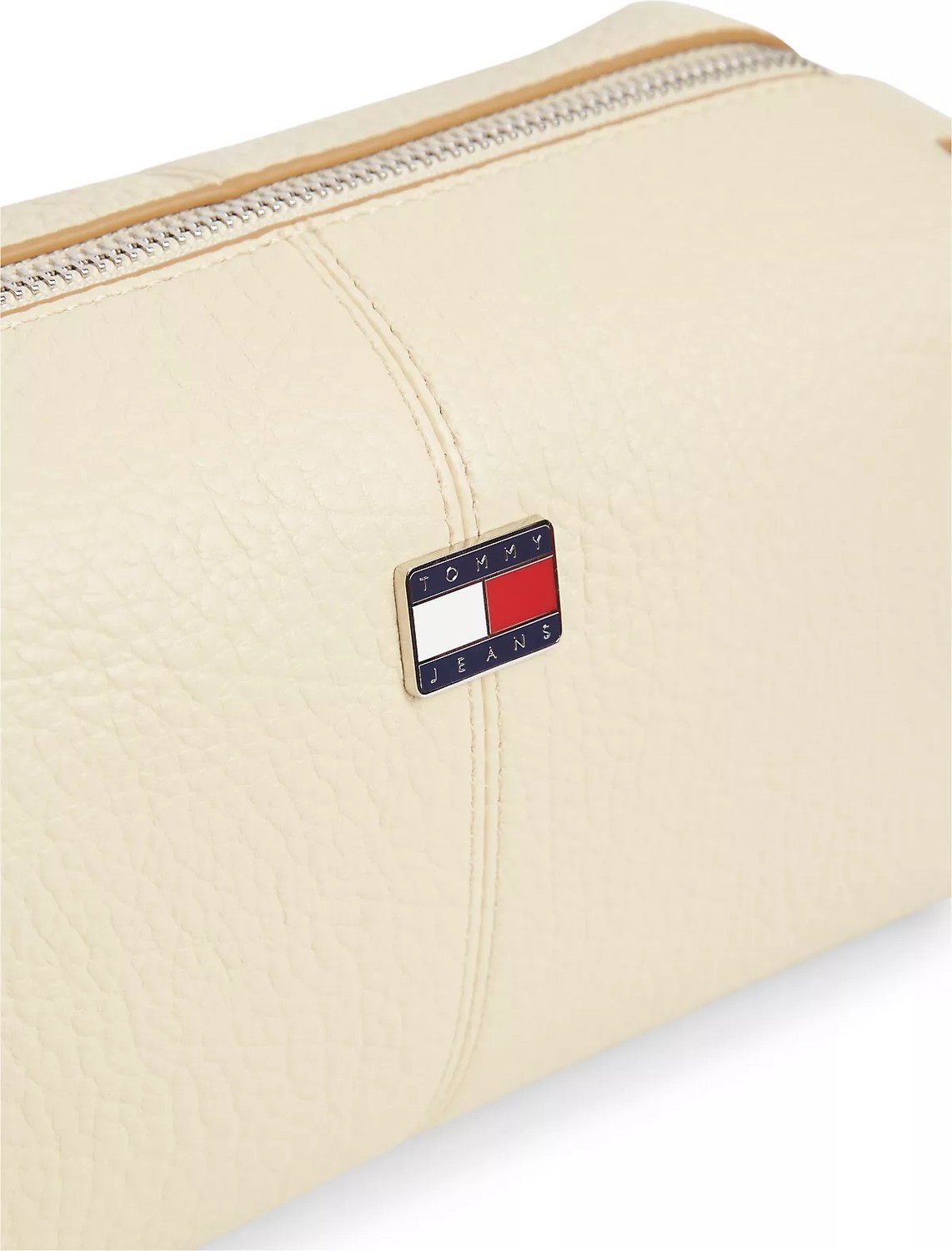 Tommy Hilfiger Kadın Kalın Askı Th Metal Logo Deri Fermuar Kapama Bej Omuz Çantası AW0AW18775-ACX görsel 8
