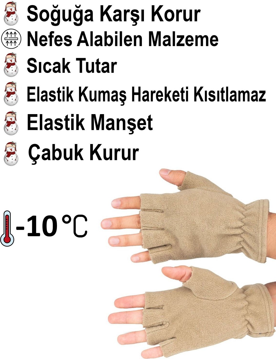 Mediterian Sevimli bej polar eldiven, rahat ve şık kullanım için ideal, pamuklu ve örme kumaşlı görsel 2