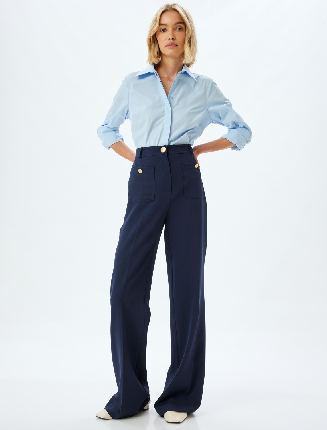 Koton Basic Poplin Gömlek Uzun Kollu Pamuklu Regular Fit görsel 2