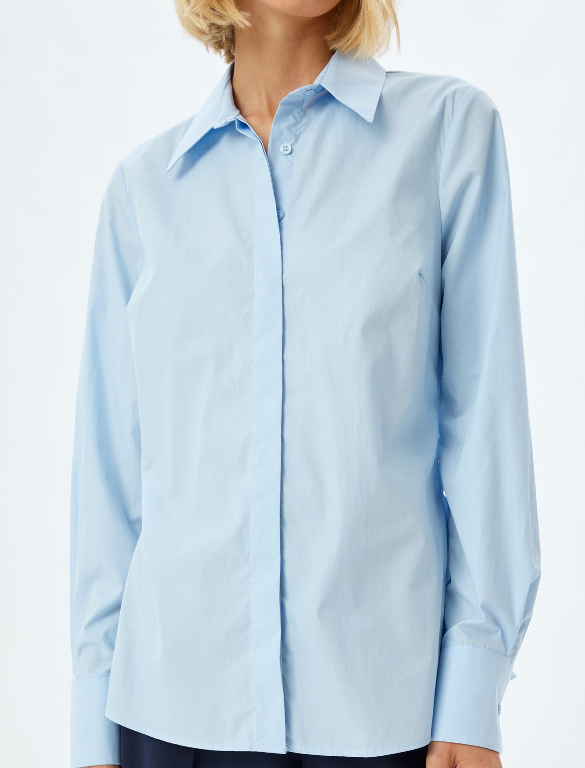 Koton Basic Poplin Gömlek Uzun Kollu Pamuklu Regular Fit görsel 5