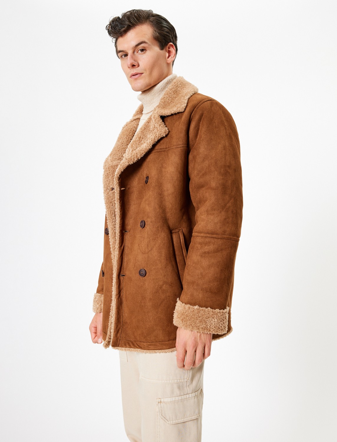 Koton Slim Fit Mont Süet Görünümlü Içi Peluşlu Düğmeli