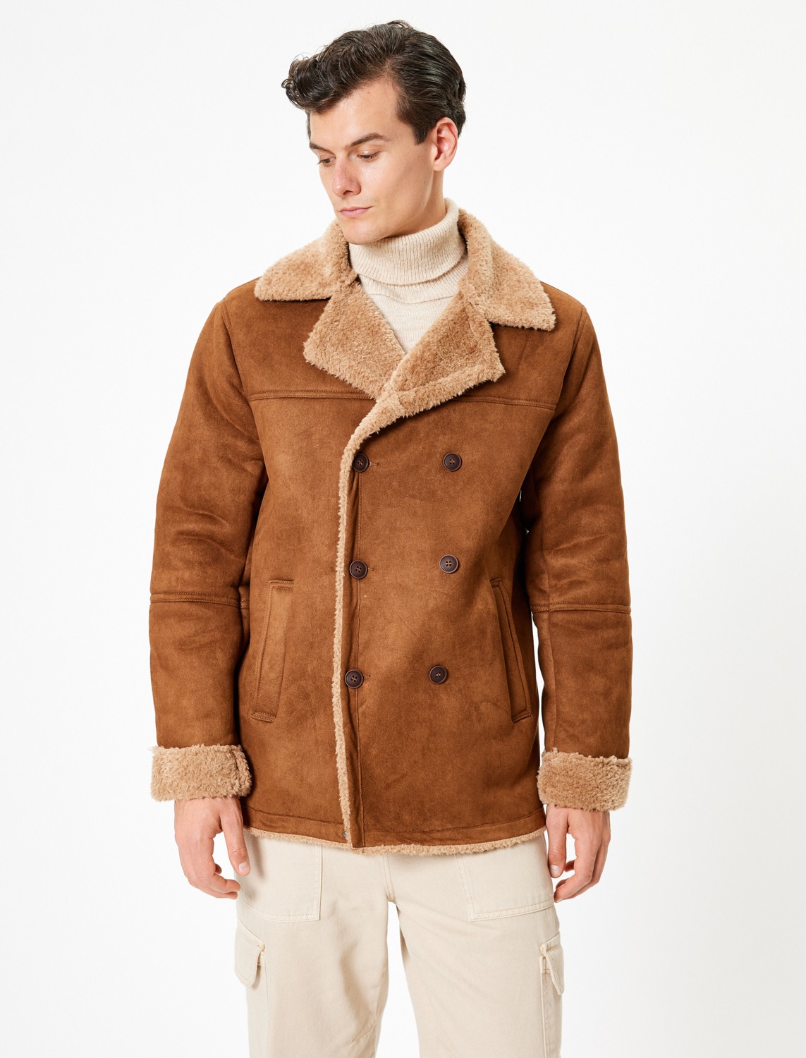 Koton Slim Fit Mont Süet Görünümlü Içi Peluşlu Düğmeli görsel 8