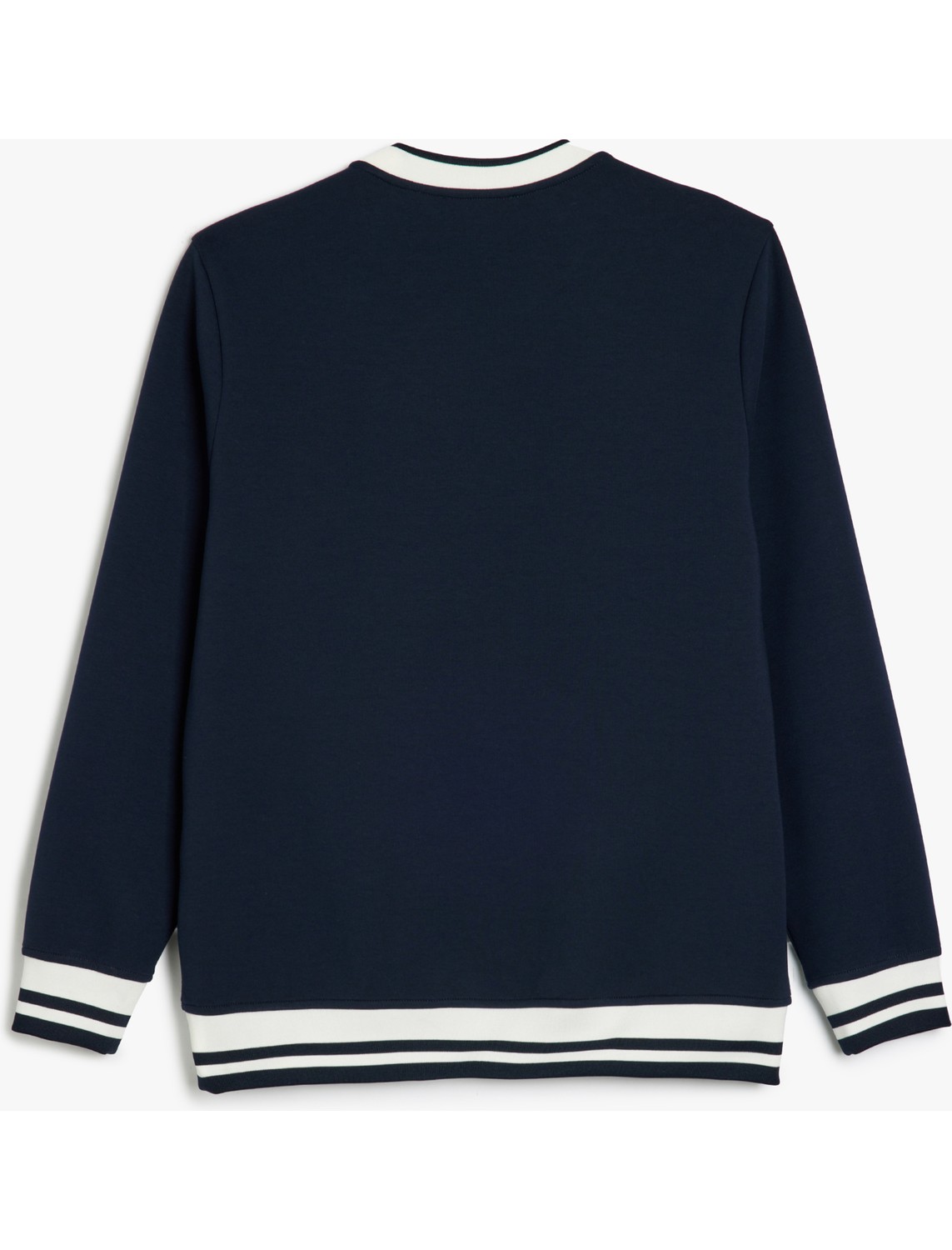 Koton Bisiklet Yaka Pamuk Karışımlı Şerit Detaylı Slogan Baskılı Sweatshirt görsel 8
