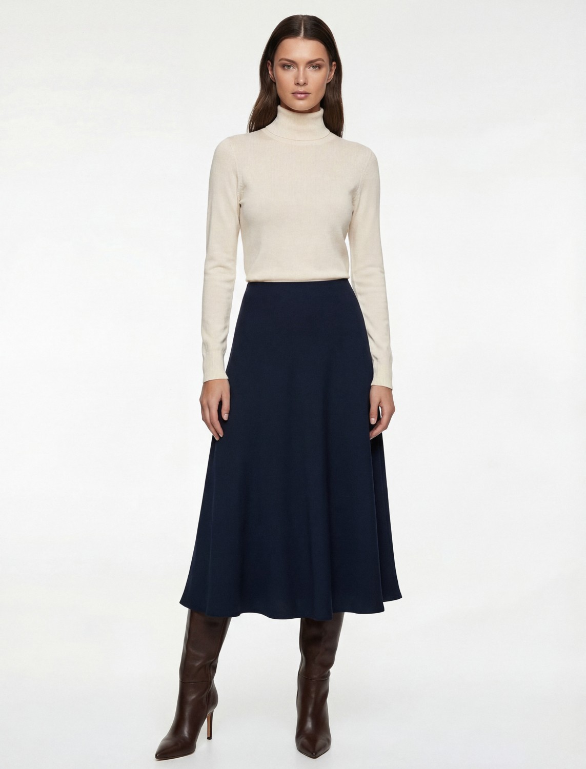 Koton Regular Fit Midi Boy Saten Kloş Etek