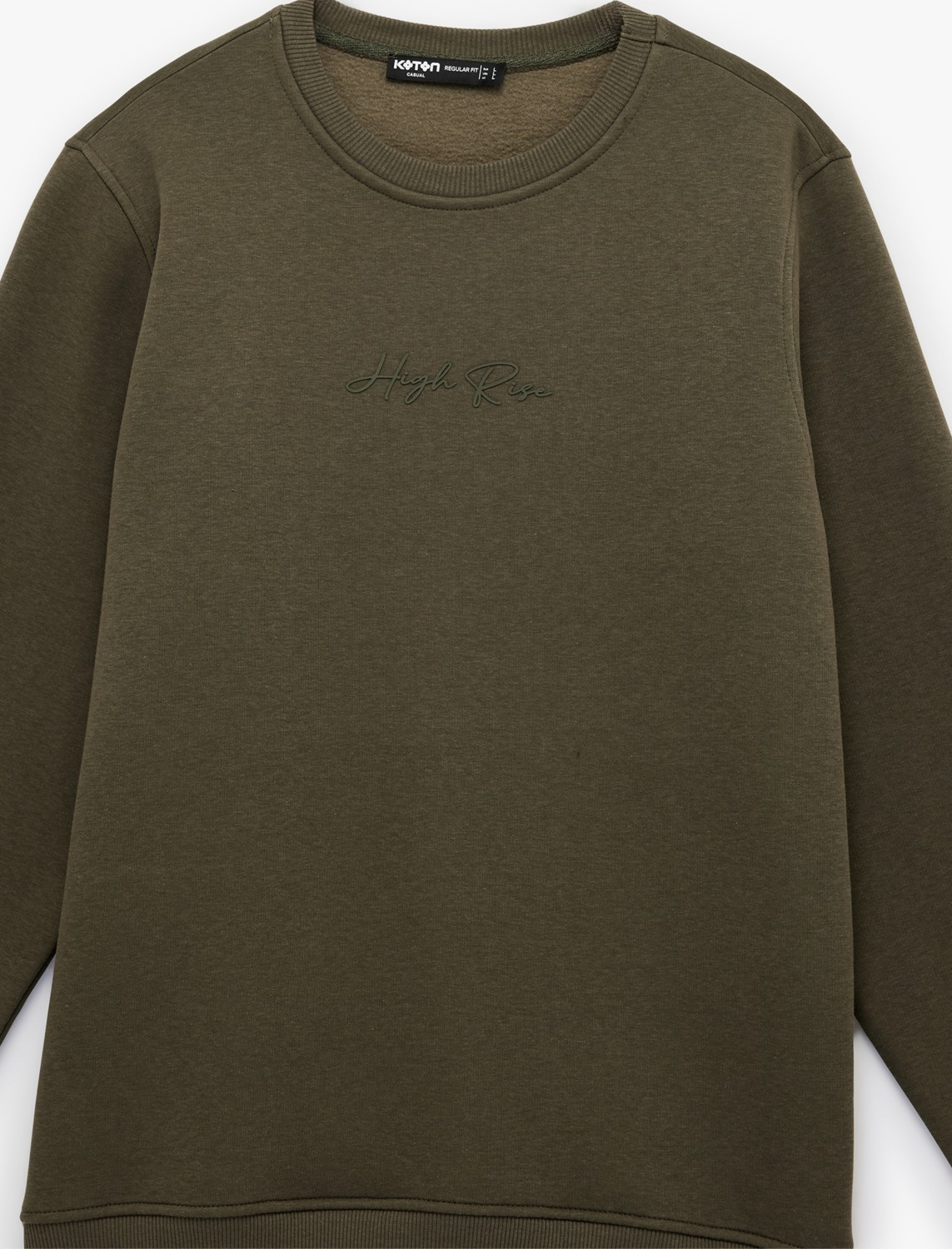 Koton Regular Fit Uzun Kollu Şardonlu Bisiklet Yaka Basic Baskılı Sweatshirt görsel 6